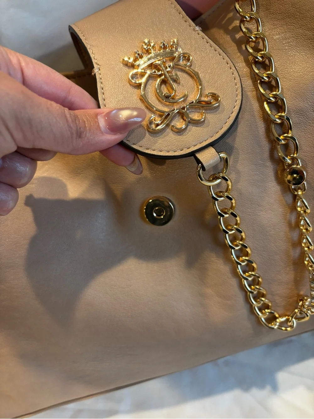 Juicy Couture Brown Shoulder Hobo Bag with Gold Chain Accent